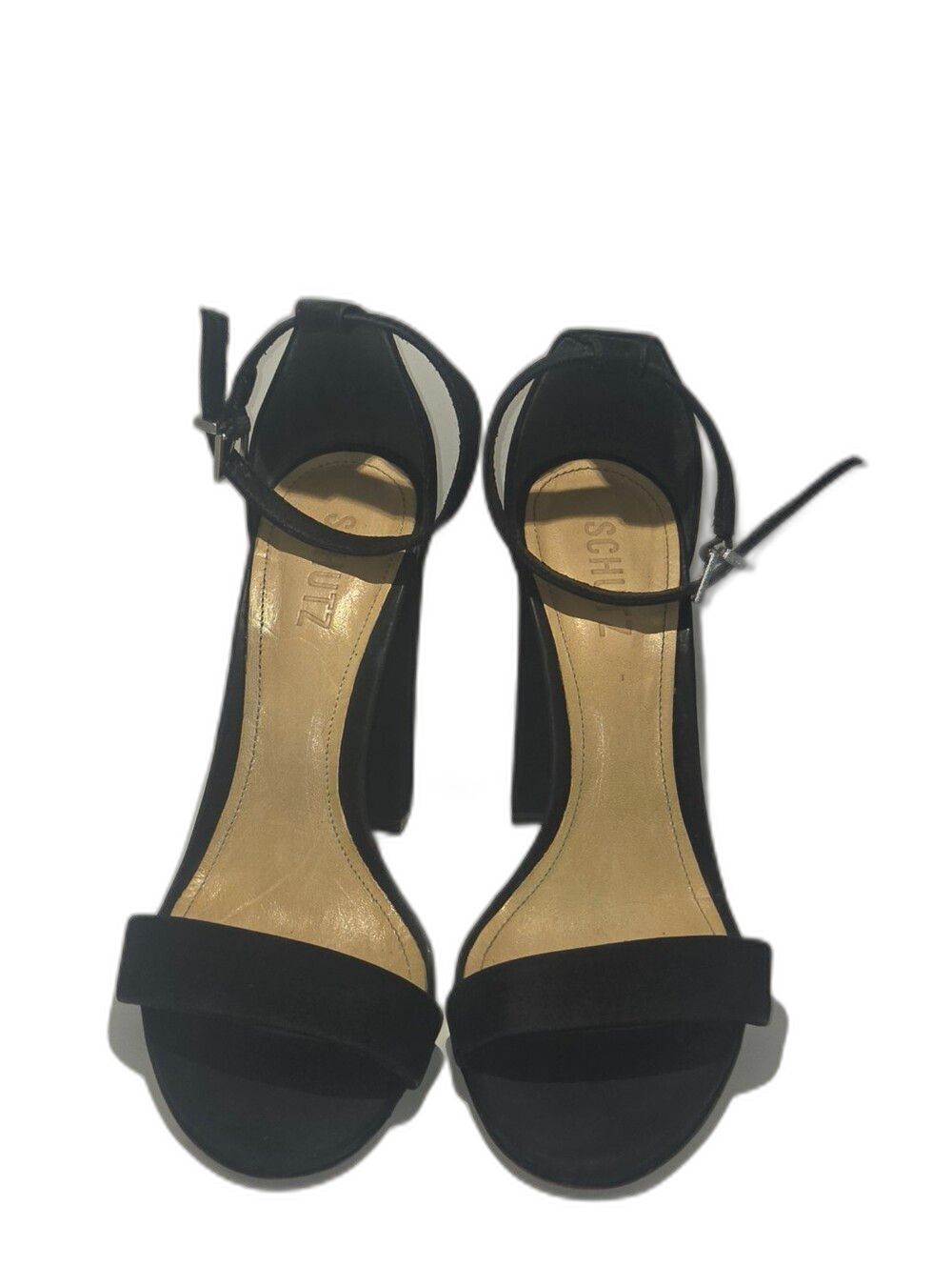 SCHUTZ Enida Black Ankle-Strap Block Heel Size 8B